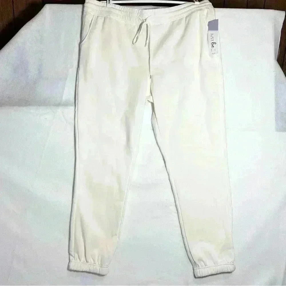 Just Be Plus Size Egret Fleece Jogger Sweatpants